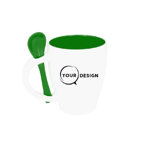 mug-ceramique-publicitaire-vert-sublimable-avec-cuillere-tunisie-store-objet-publicitaire