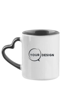 Mug céramique blanc sublimable anse cœur noir