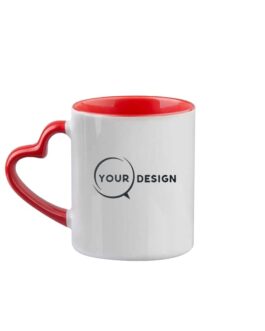 Mug céramique blanc sublimable anse cœur bleu