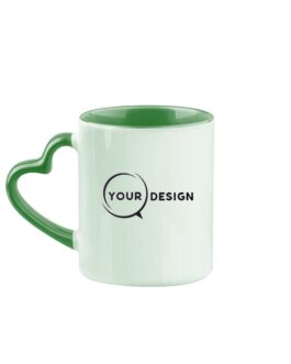 Mug céramique blanc sublimable anse cœur vert Tunisie