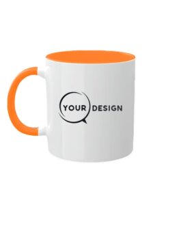 Mug céramique publicitaire blanc sublimable anse et intérieur orange