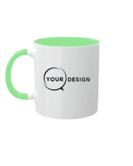 Mug céramique publicitaire sublimable anse et intérieur vert clair