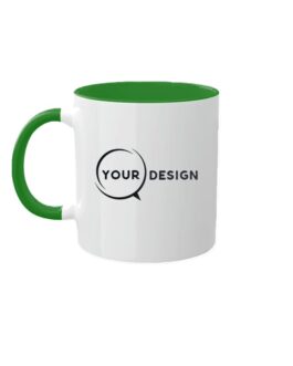 Mug céramique publicitaire blanc sublimable anse et intérieur vert