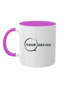 Mug céramique publicitaire blanc sublimable anse et intérieur violet