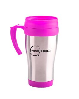 Mug isotherme publicitaire rose