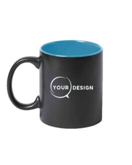 Mug céramique noir publicitaire sublimable intérieur orange