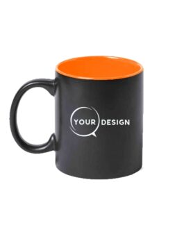 Mug céramique noir publicitaire sublimable intérieur orange