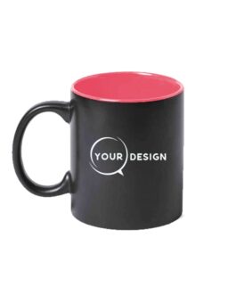 Mug céramique noir publicitaire sublimable intérieur rose