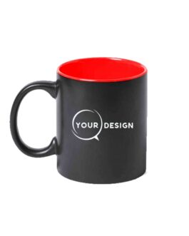 Mug céramique noir publicitaire sublimable intérieur rouge