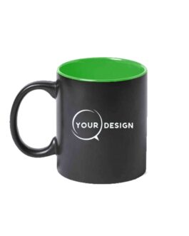 Mug céramique noir publicitaire sublimable intérieur rouge