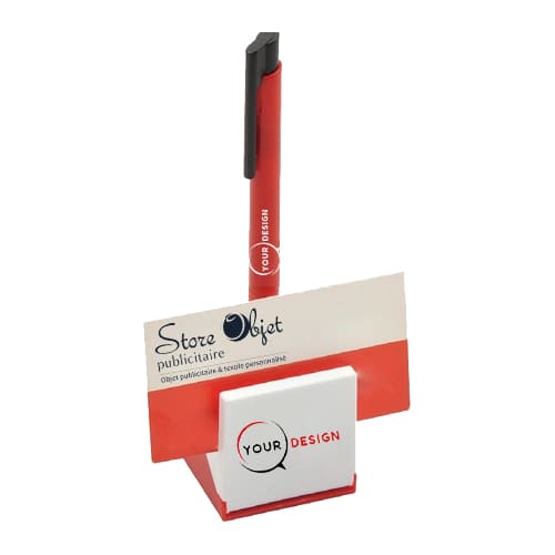 stylo-publicitaire-avec-support-mini-porte-cartes-rouge-tunisie-store-objet-publicitaire