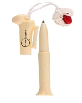 Stylo publicitaire plastique beige avec collier