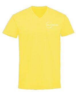 T-shirt jaune col V publicitaire personnalisé