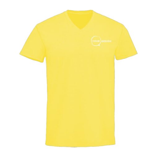 t-shirt-jaune-col-v-publicitaire-personnalise-tunisie-store-objet-publicitaire