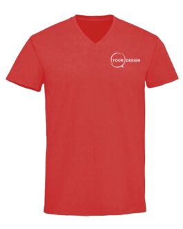 T-shirt rouge col V publicitaire personnalisé