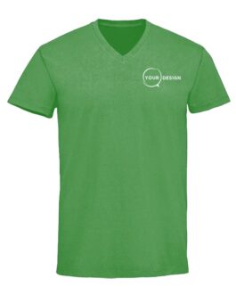T-shirt vert col V publicitaire personnalisé