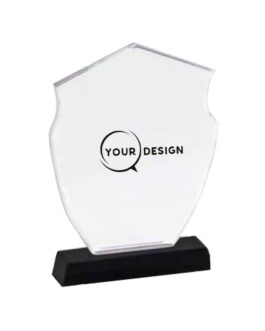 Trophée en cristal de verre bouclier personnalisable