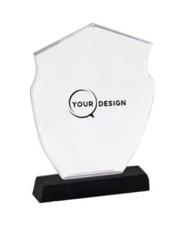 Trophée en cristal de verre bouclier personnalisable