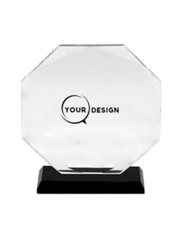 Trophée octogone en cristal de verre personnalisé