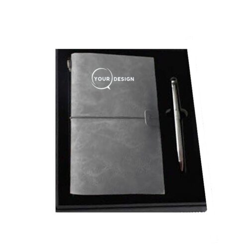 coffret-notebook-a-5-gris-stylo-tunisie-store-objet-publicitaire