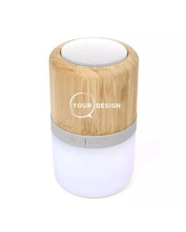 Enceinte audio bluetooth bambou & lampe led personnalisée