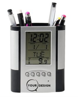 Porte stylo avec horloge et température