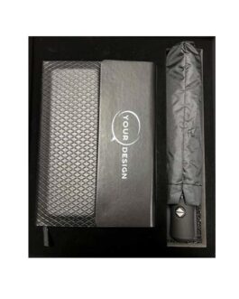 Coffret luxe notebook et parapluie personnalisé