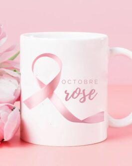 Mug blanc octobre rose personnalisé